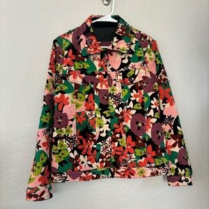 REDD Jeans Multicolor Floral Art-To-Wear Corduroy Embellished Jacket Size 4